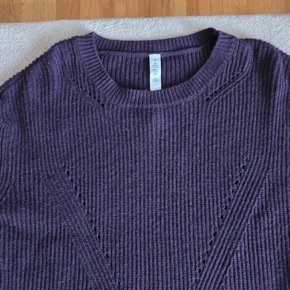 Lululemon Seva Merino Wool Sweater Black Cherry Size 8 - Picture 3 of 13